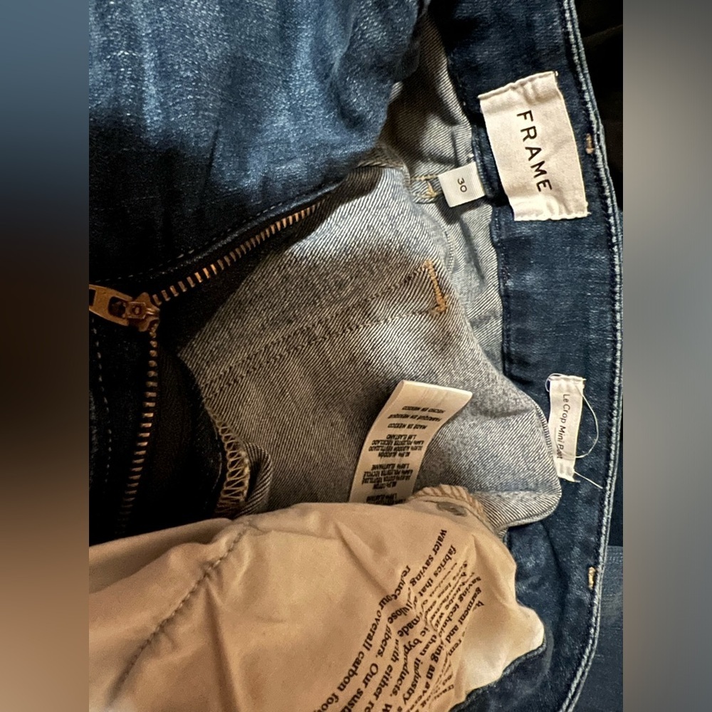 Frame distressed ripped Dark Blue Flared Jeans le crop mini boot 30 - Picture 10 of 14